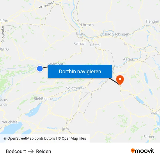 Boécourt to Reiden map