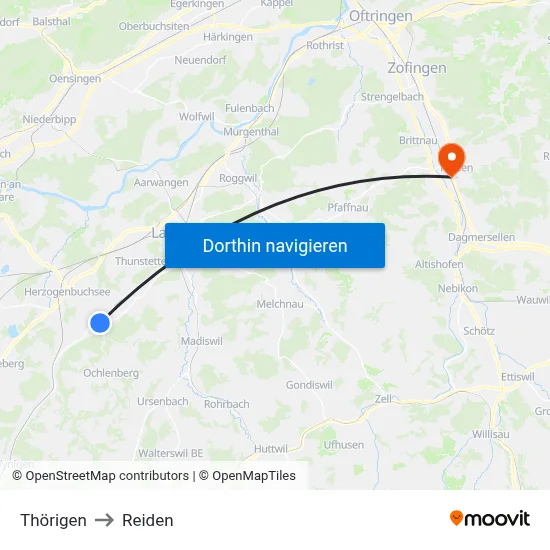 Thörigen to Reiden map
