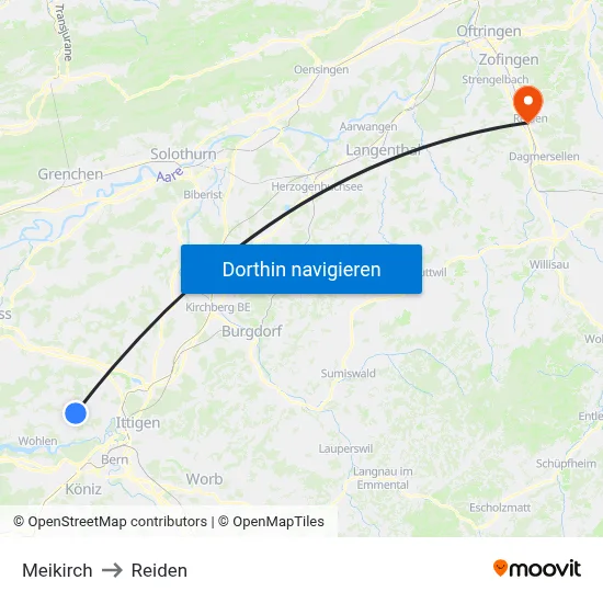 Meikirch to Reiden map