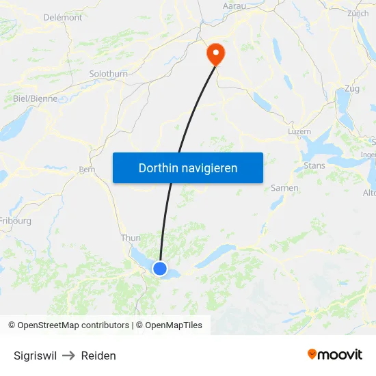 Sigriswil to Reiden map