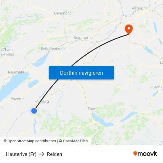 Hauterive (Fr) to Reiden map