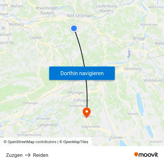 Zuzgen to Reiden map
