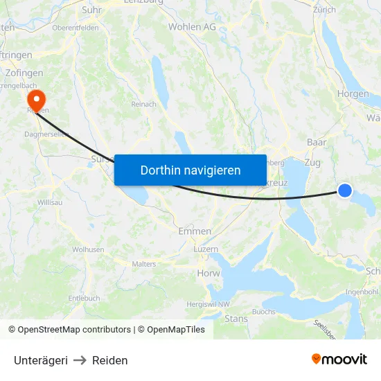 Unterägeri to Reiden map