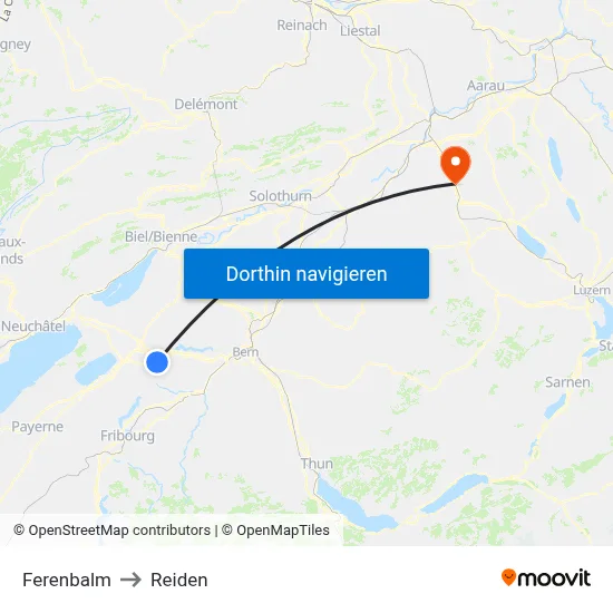 Ferenbalm to Reiden map