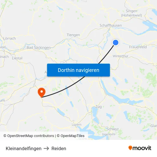 Kleinandelfingen to Reiden map