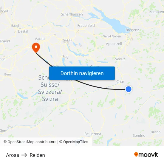 Arosa to Reiden map