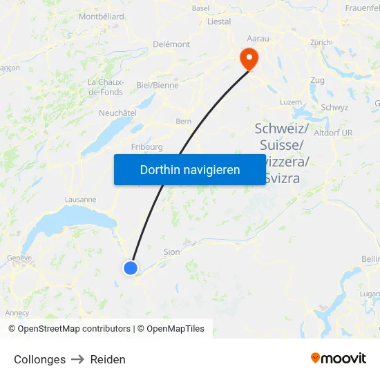 Collonges to Reiden map