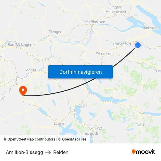 Amlikon-Bissegg to Reiden map