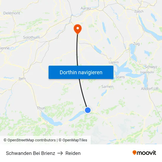 Schwanden Bei Brienz to Reiden map