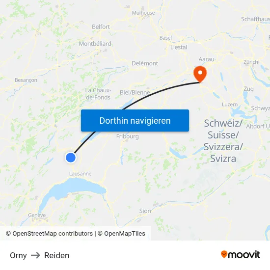 Orny to Reiden map