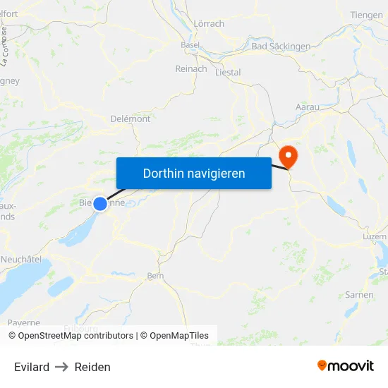 Evilard to Reiden map