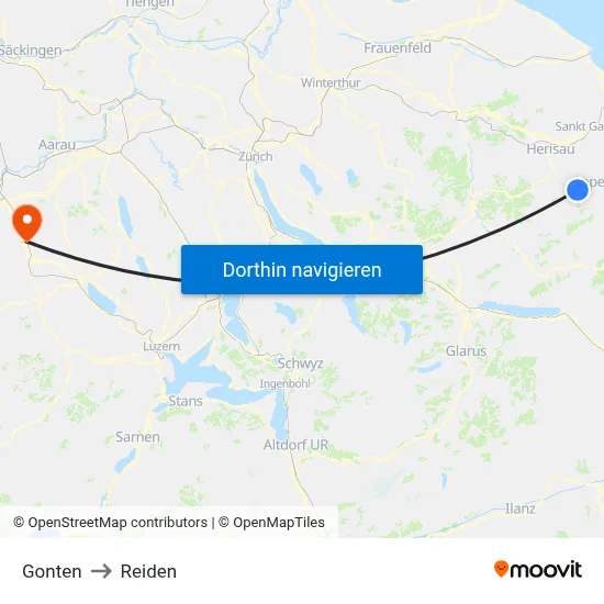 Gonten to Reiden map