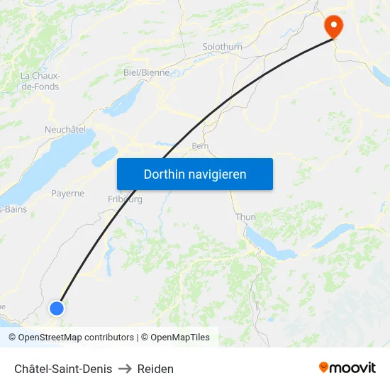 Châtel-Saint-Denis to Reiden map