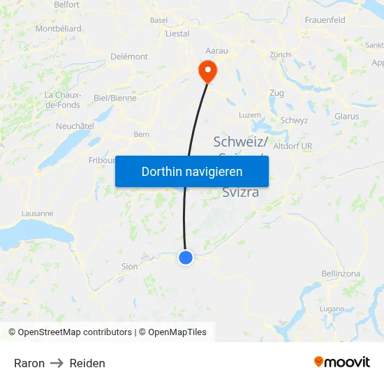 Raron to Reiden map