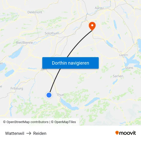 Wattenwil to Reiden map