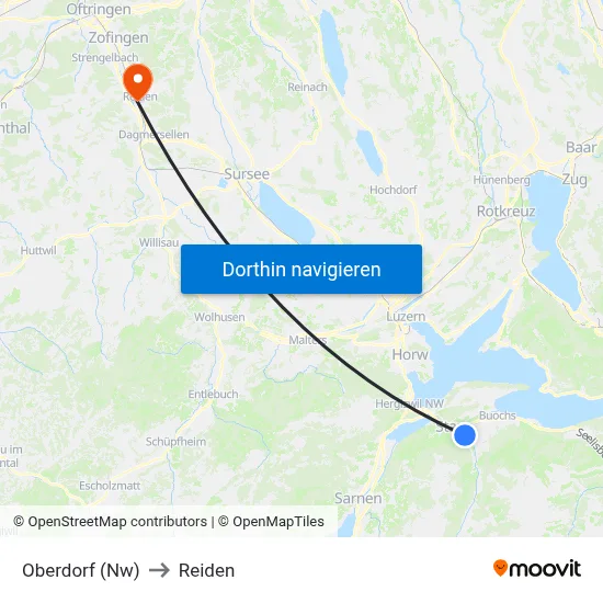 Oberdorf (Nw) to Reiden map