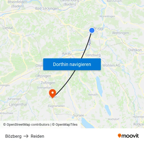 Bözberg to Reiden map