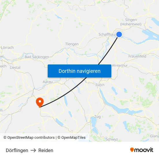 Dörflingen to Reiden map