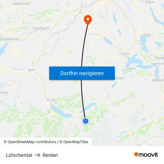 Lütschental to Reiden map