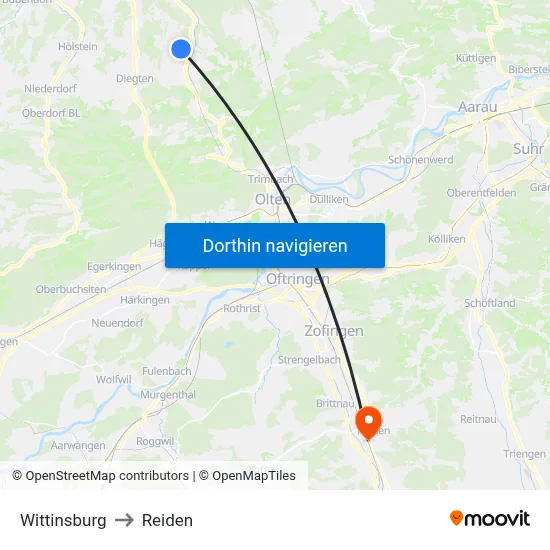 Wittinsburg to Reiden map
