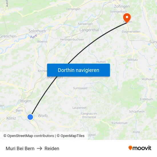 Muri Bei Bern to Reiden map
