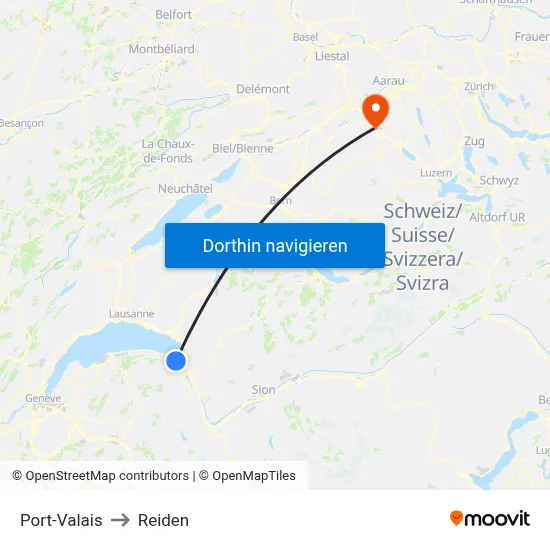 Port-Valais to Reiden map