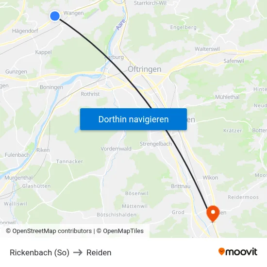 Rickenbach (So) to Reiden map