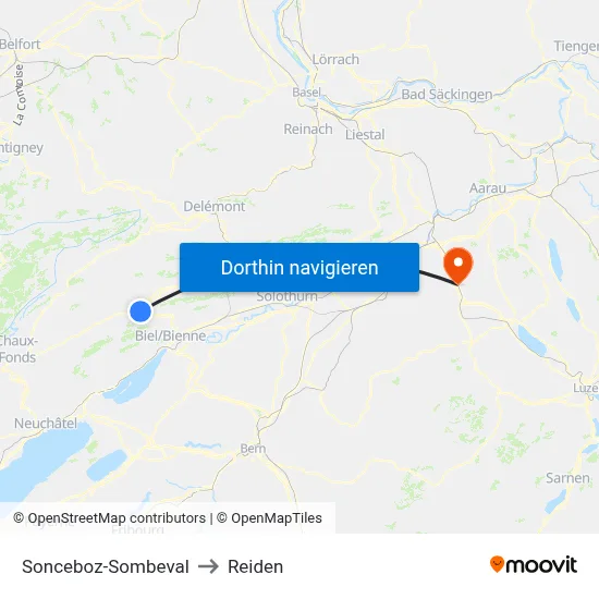 Sonceboz-Sombeval to Reiden map