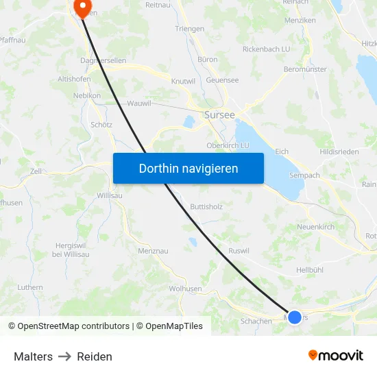 Malters to Reiden map