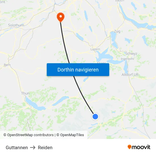 Guttannen to Reiden map
