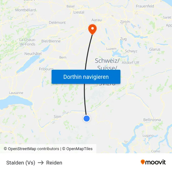 Stalden (Vs) to Reiden map