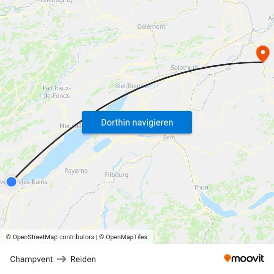 Champvent to Reiden map