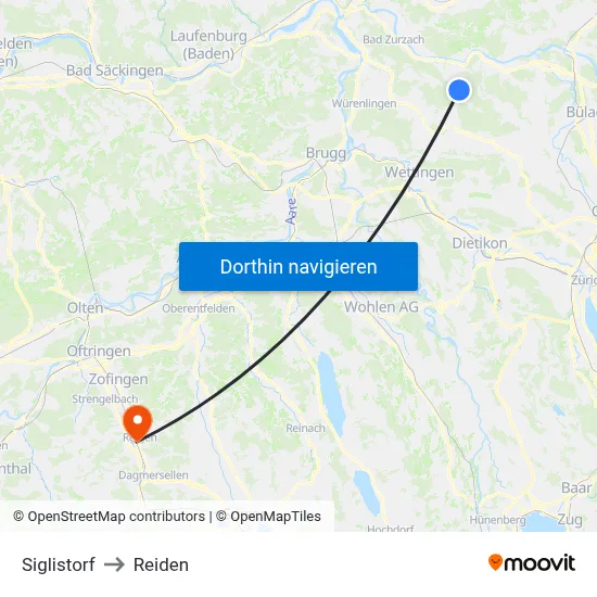 Siglistorf to Reiden map