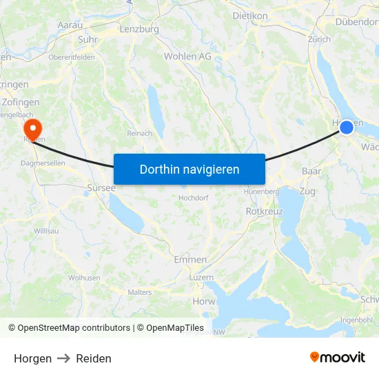 Horgen to Reiden map