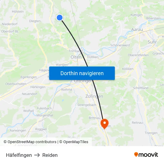 Häfelfingen to Reiden map
