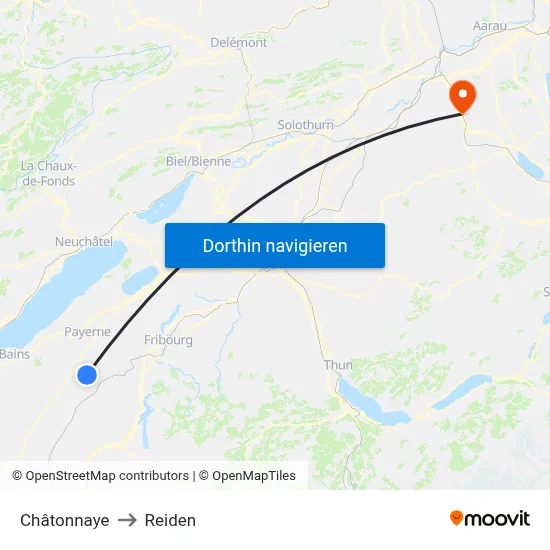 Châtonnaye to Reiden map