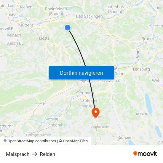 Maisprach to Reiden map