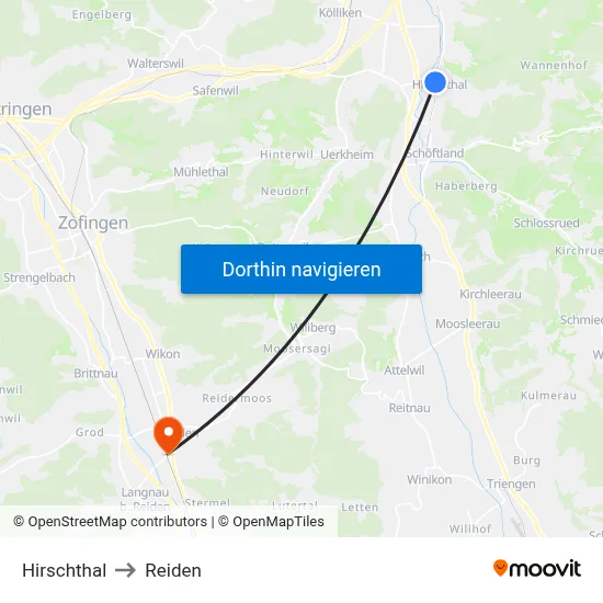 Hirschthal to Reiden map