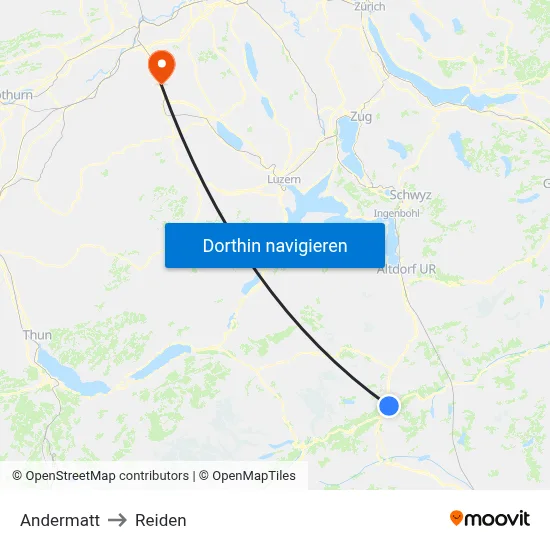 Andermatt to Reiden map