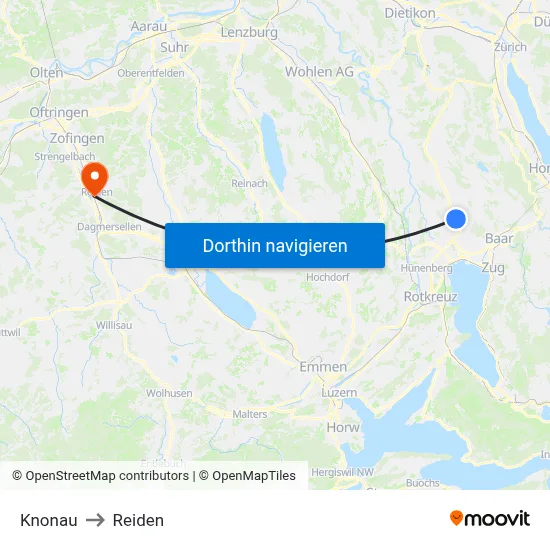 Knonau to Reiden map