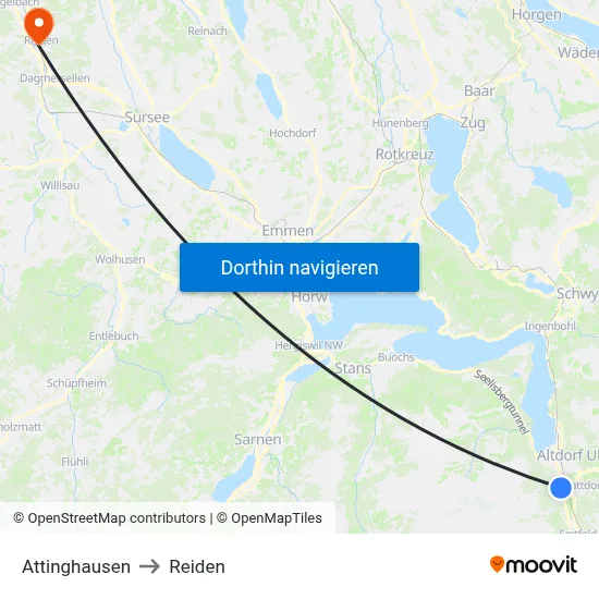 Attinghausen to Reiden map