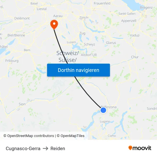 Cugnasco-Gerra to Reiden map