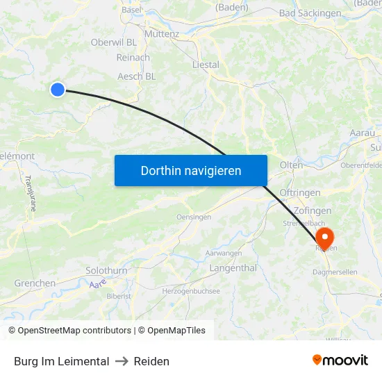 Burg Im Leimental to Reiden map