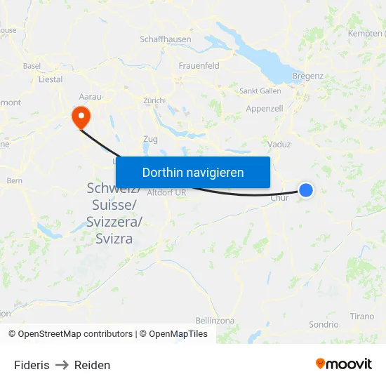 Fideris to Reiden map