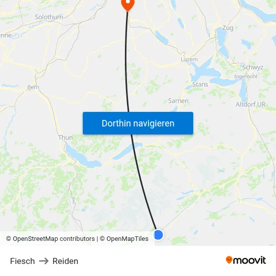Fiesch to Reiden map