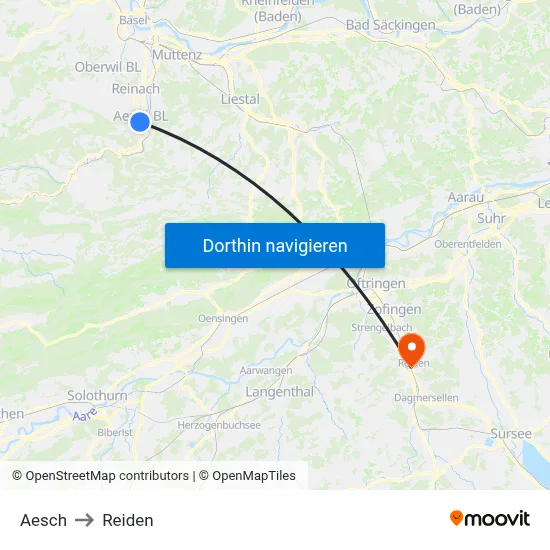Aesch to Reiden map