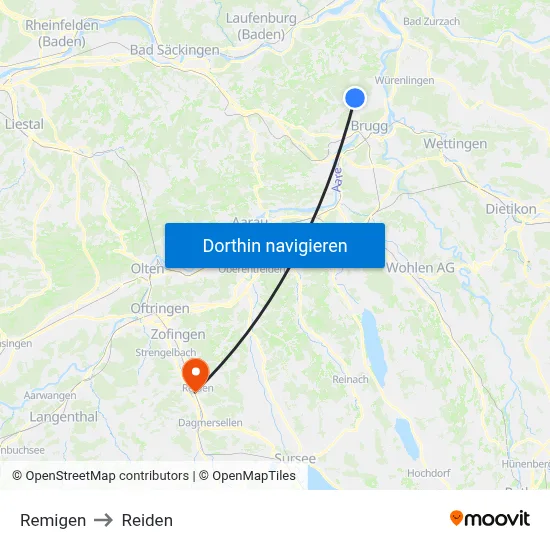 Remigen to Reiden map