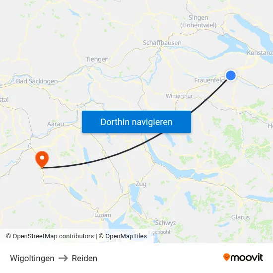 Wigoltingen to Reiden map