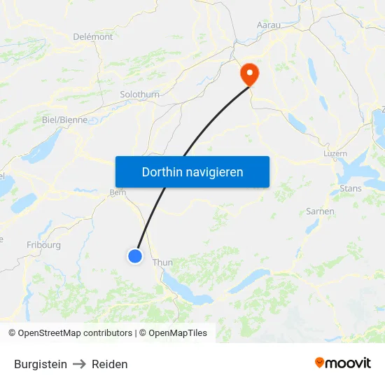 Burgistein to Reiden map