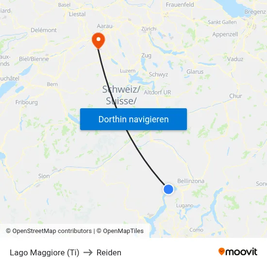 Lago Maggiore (Ti) to Reiden map